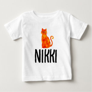 CAMISETAS GATA RUIVA COM NOME MENINAS BEBÉS