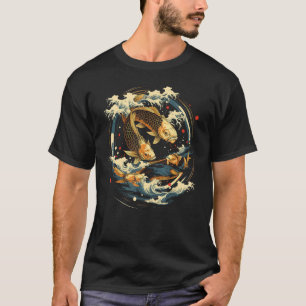 Camisetas Gráficas de Arte Japonês Peixe Koi para 