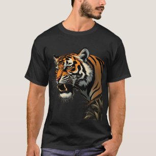 Camisetas Gráficas de Cara de Tigre Homens Mulhere
