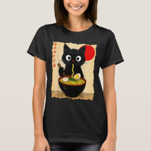 Camisetas Gráficas de Gato Anime Ramen Japonesas D