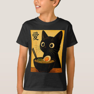 Camisetas Gráficas Divertidas de Anime Gato Ramen