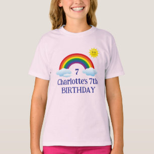 Camisetas infantis desenho de aniversário arco-íri