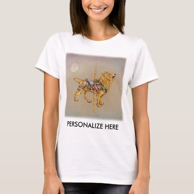Camisetas leves femininas - Carousel Lion SQ (Frente)
