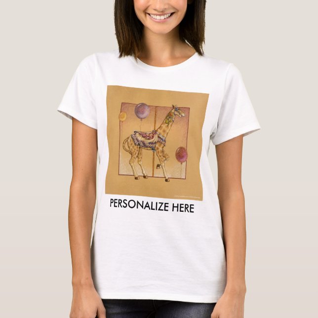 Camisetas Leves Femininas - Girafa de Carrossel (Frente)