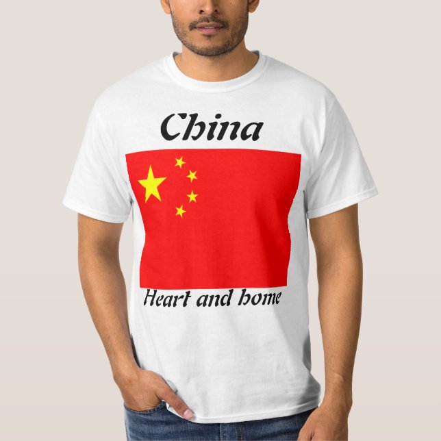 camisetas masculinas do coração e da china de casa (Frente)