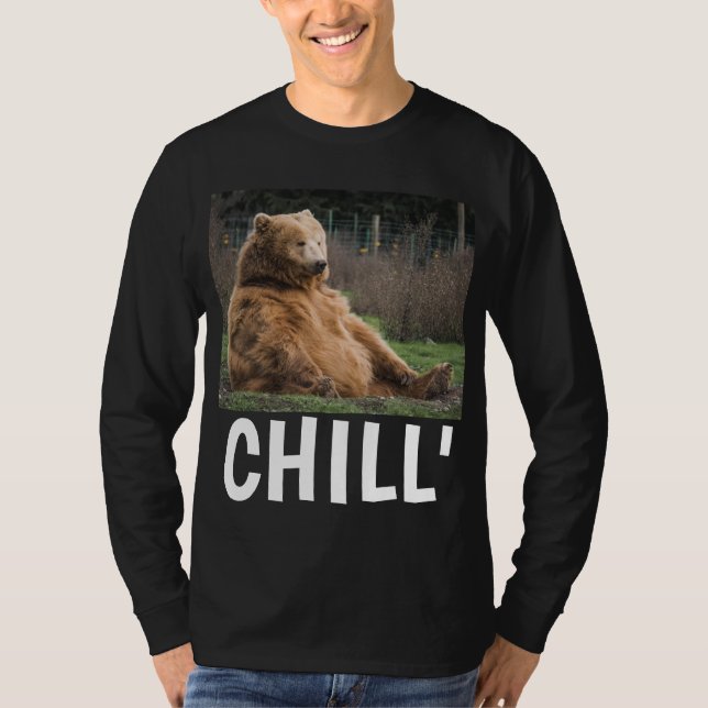 CAMISETAS MASCULINAS ENGRAÇADAS DE URSO CINZENTO ' (Frente)