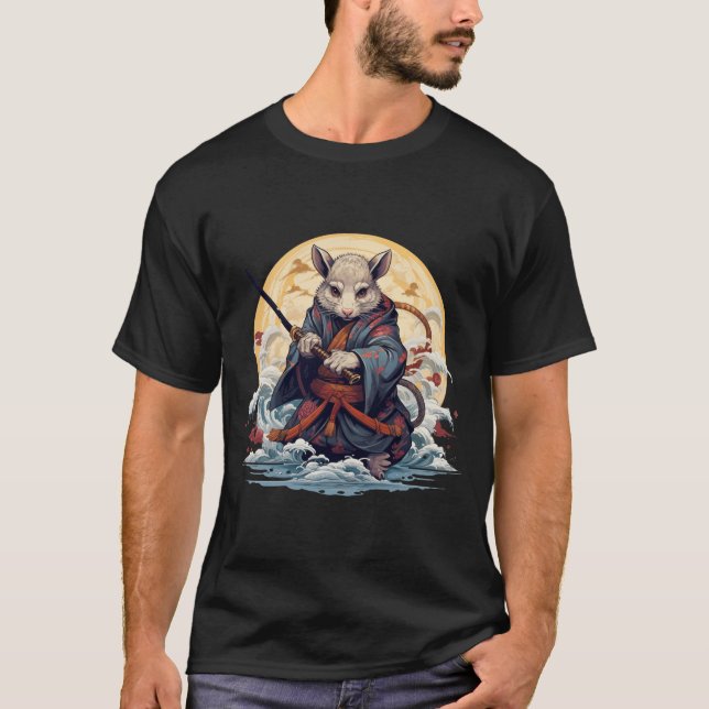 Camisetas masculinas Samurai Rat (Frente)