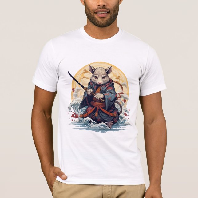 Camisetas masculinas Samurai Rat (Frente)