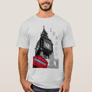 Camisetas masculinos London Big Ben Clock Tower Mo