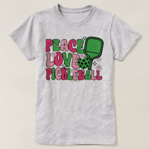Camisetas Paz Amor Pickleball para Mulheres Jogado