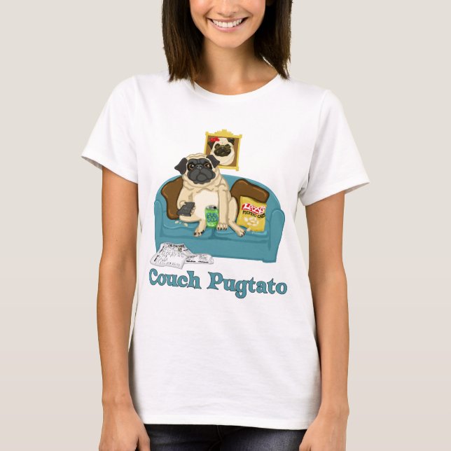 Camisetas Personalizáveis Adoráveis De Couch Pugta (Frente)
