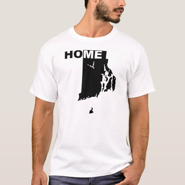 Camisetas Rhode Island Lar Longe do Estado (Frente)