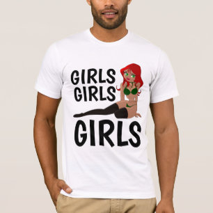 Camisetas vintage masculinas, GAROTAS GAROTAS GARO