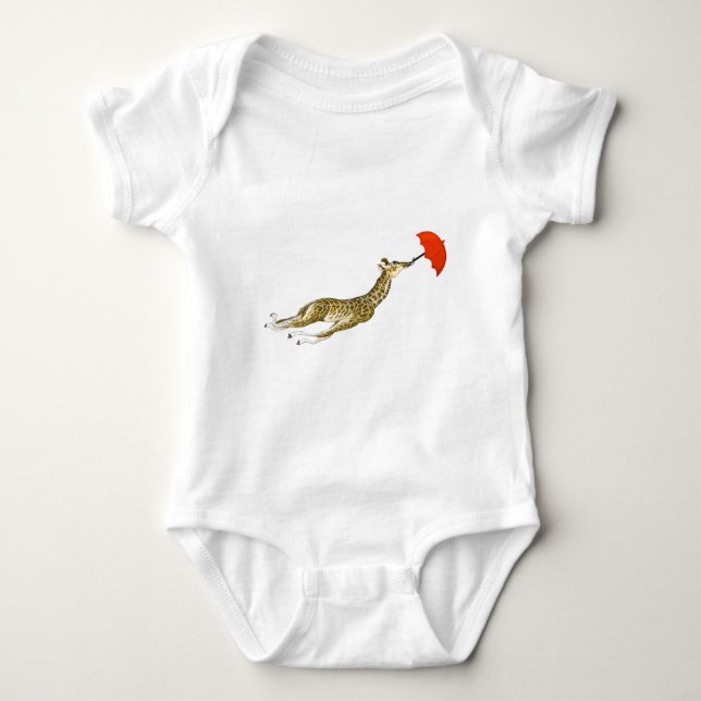 Camisetas Whimsical Giraffe Red Umbrella (Frente)