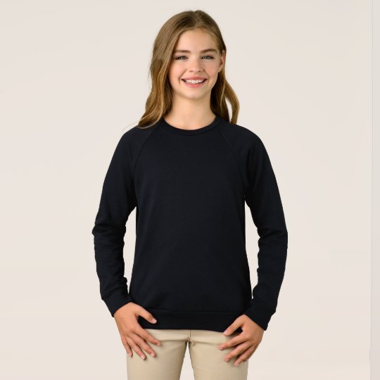 Moletom infantil feminino American Apparel mangas raglan, Preto