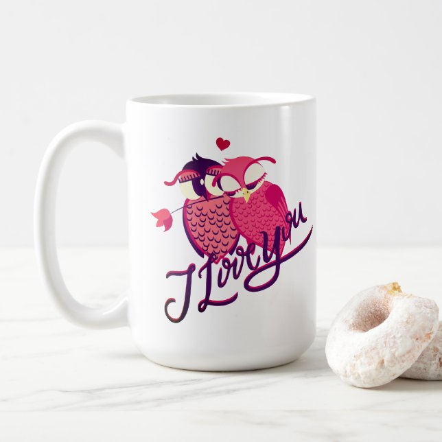 Camisola de Casal Eu Te Amo Caneca de Café (Com Donut)