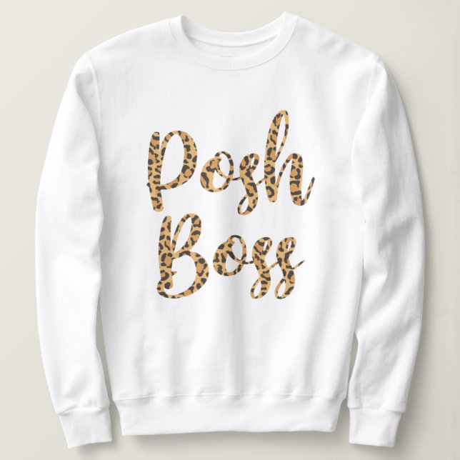 Camisola de Pullover Impresso de Posh Boss Leopard (Frente do Design)