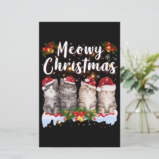 Camisolas de Natal Combinando Família Meowy Gato P (Em pé/Frente)