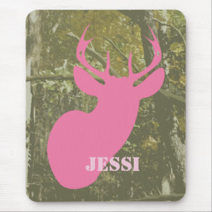 Camo & cervos cor-de-rosa Mousepad