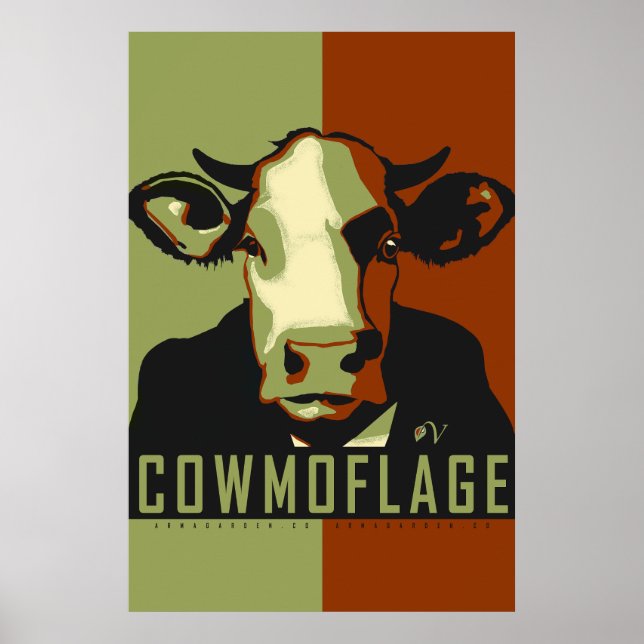 Camo Cowmoflage Pop Art Cow Poster (Frente)