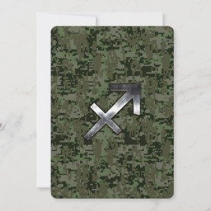 Camo Digital Silver Sagittarius Zodiac Woodland