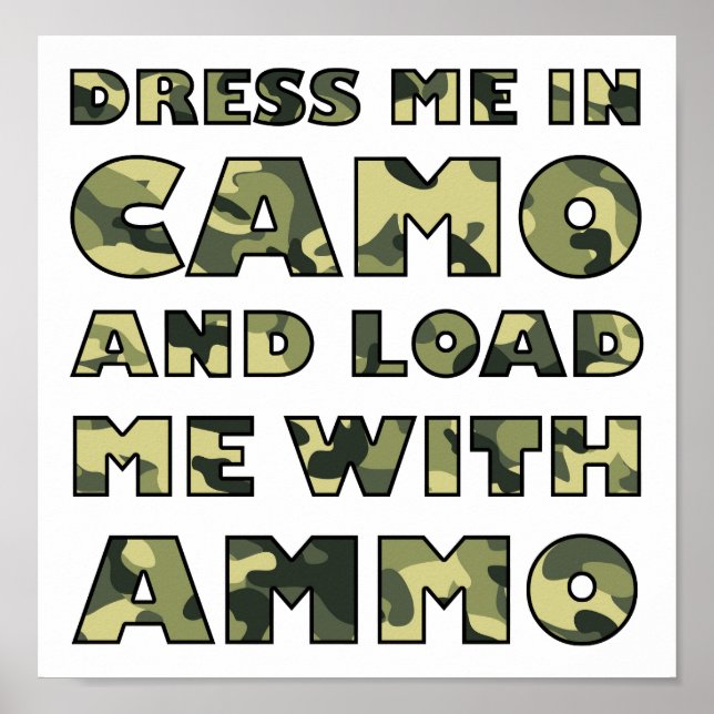 Camo e Ammo Funny Hunting Poster (Frente)