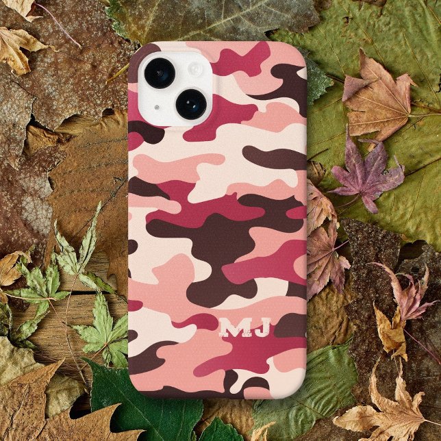 Camo Rosa com Iniciais (Pink Camo with Initials Case-Mate iPhone Case)