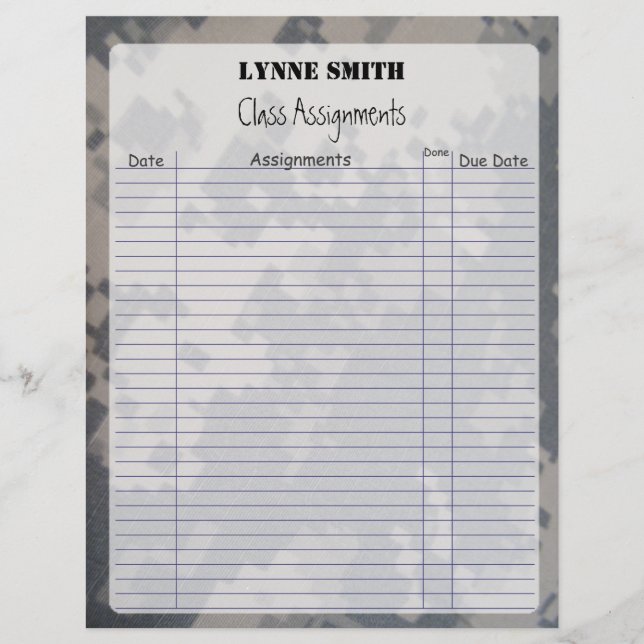 Camoflauge ACU de Atribuições de Classe (Frente)