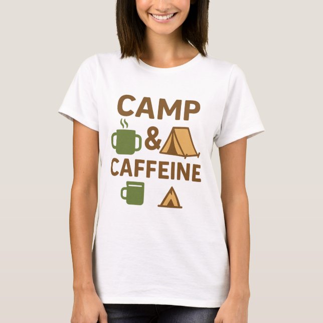 Camp Caffeine T-Shirt Engraçado Com Café - Taça de (Frente)