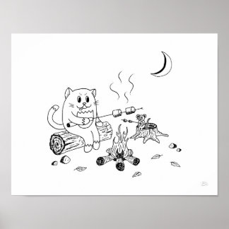 Campfire Cat & Mouse Art Impressão 100318