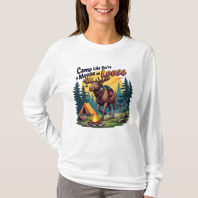 Camping Animal Funny T-shirt (Frente)