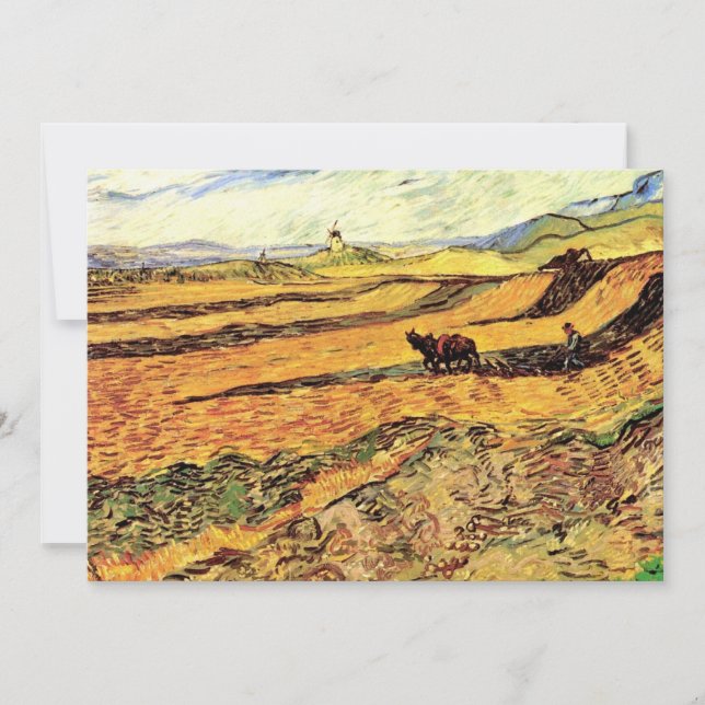 Campo com Lavrador e Moinho por Vincent van Gogh (Frente)