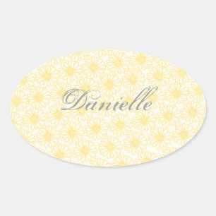 Campo de adesivos Oval de Visitas, Flores Amarelas