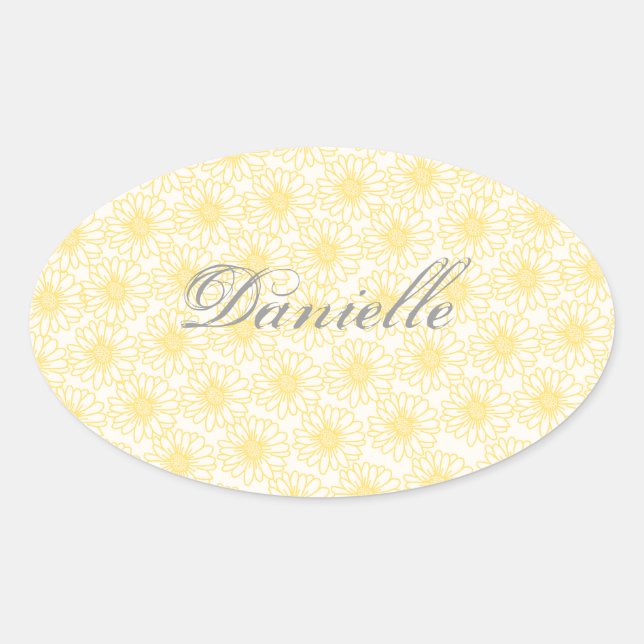 Campo de adesivos Oval de Visitas, Flores Amarelas (Frente)