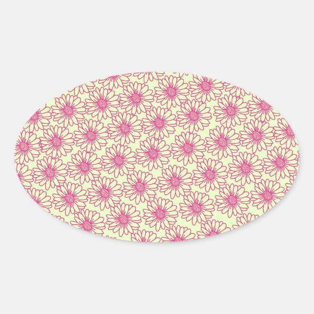 Campo de adesivos Oval de Visitas, Flores Rosa (Frente)