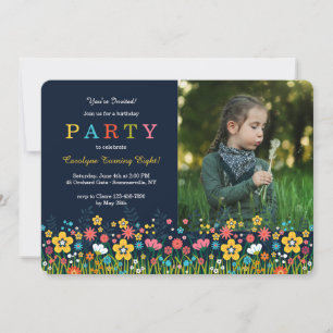 Campo de Convite de Fotos Retangular de Flores