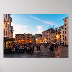 Campo de Fiori no por do sol, Roma, Italia, poster