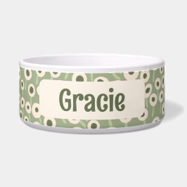 Campo de Flores Creme e Verde - Tigela de Cerâmica
