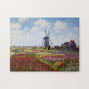 Campo de Monet das tulipas com quebra-cabeça do