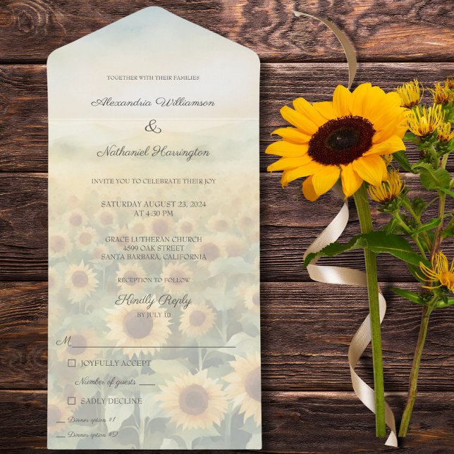 Campo de Sunflower All in One Convite de casamento (Criador carregado)