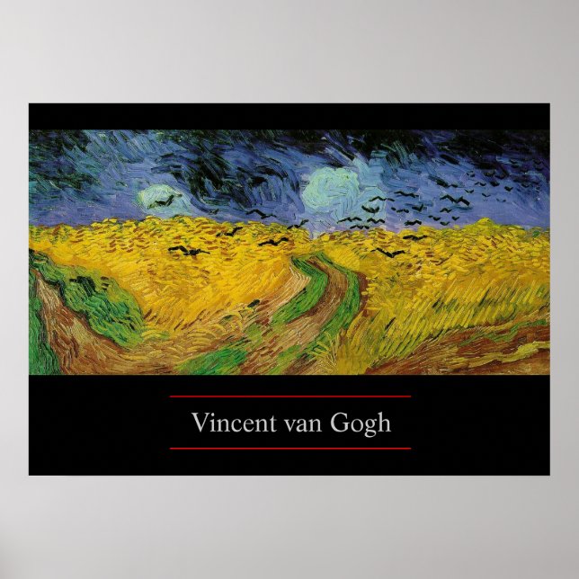 Campo de trigo com corvos por van Gogh Poster Impr (Frente)