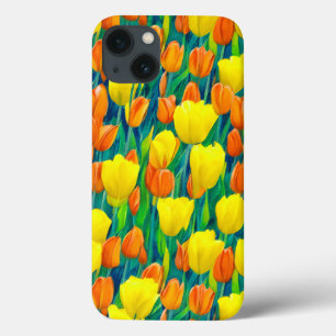 Campo de Tulipas Laranja e Amarela