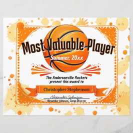 Campo Personalizado de Equipe MVP de Prêmio de Bas
