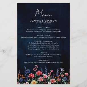 Campo Russo de Flores Selvagem Menu Boho Casamento