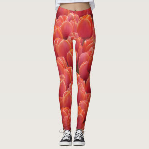 Campo vermelho Legging das tulipas