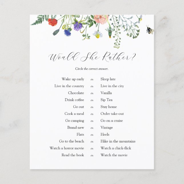 Campos de Flor Selvagem e Abelhas Ela Iria Prefere (Frente)