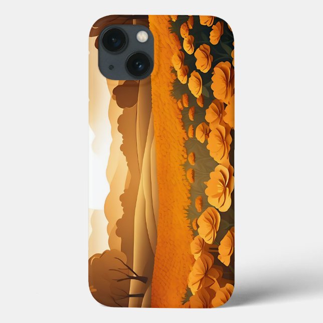 Campos Marigold Vibrantes Com Luz Solar (Verso)