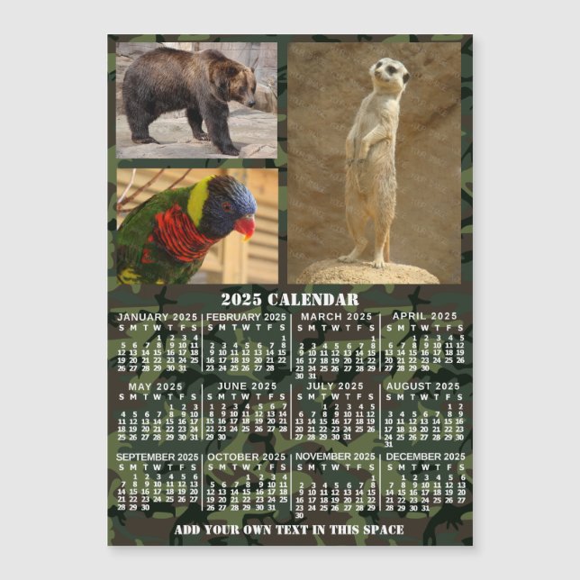 Camuflagem de Calendário 2025 Adicione 3 Fotos (Frente)