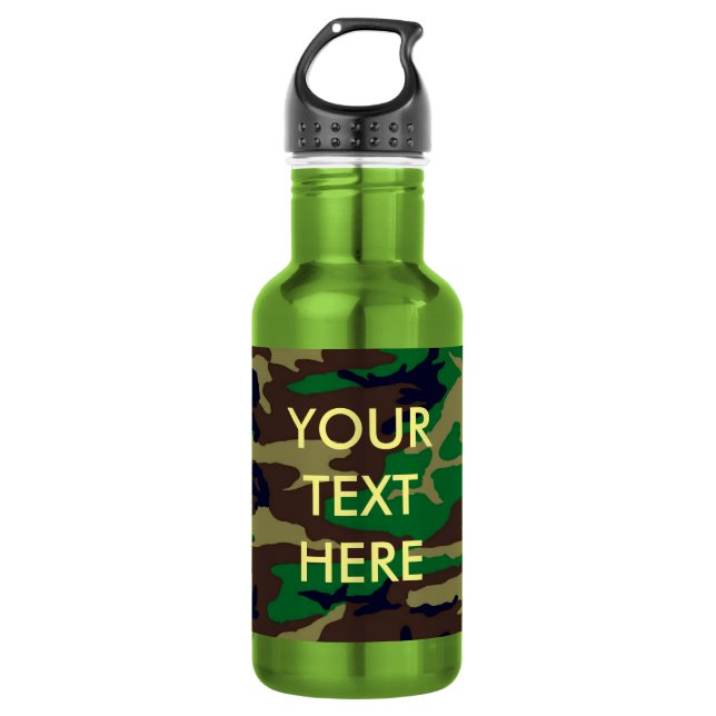 Camuflagem de Madeira Garrafa de água de aço inoxi (Frente)