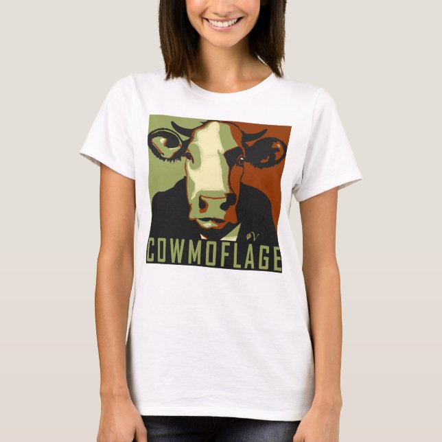 Camuflagem de Vaca Camisa Fun Pop Art Inspirada (Frente)